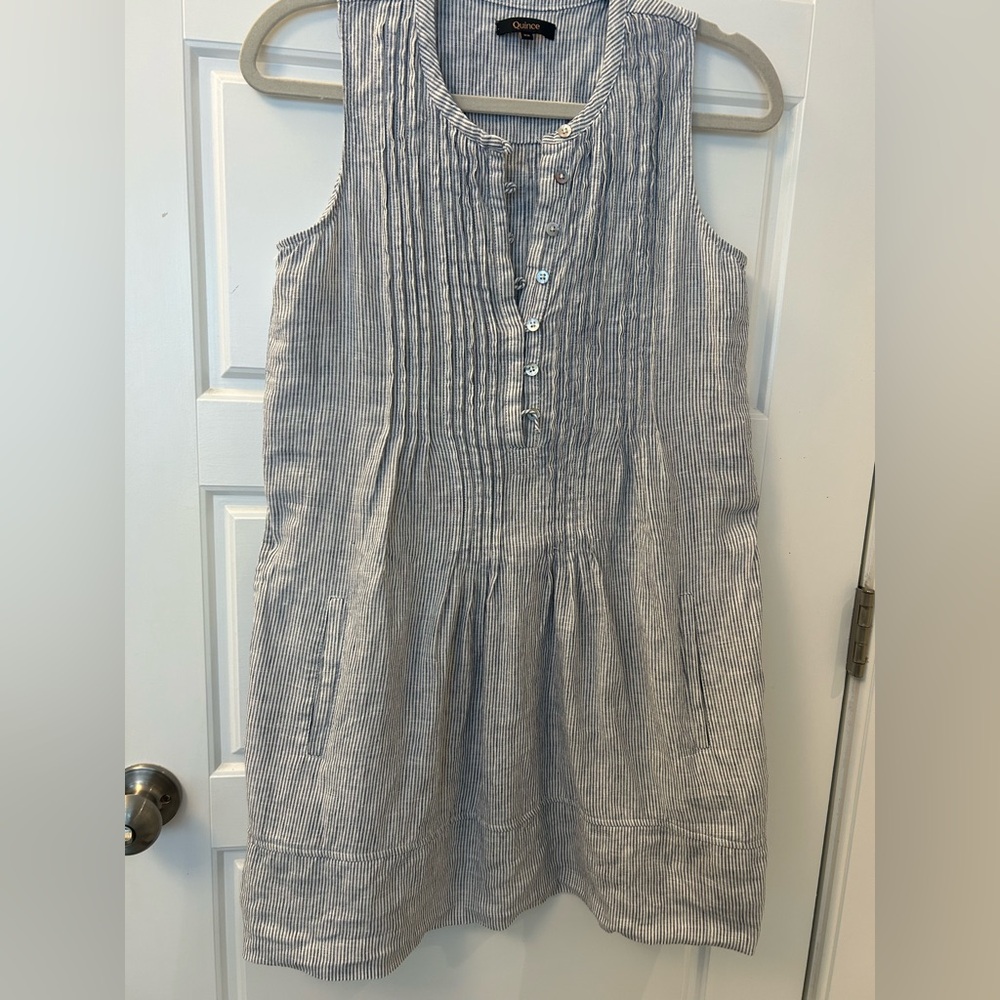 Quince Linen Blue and White Striped Dress